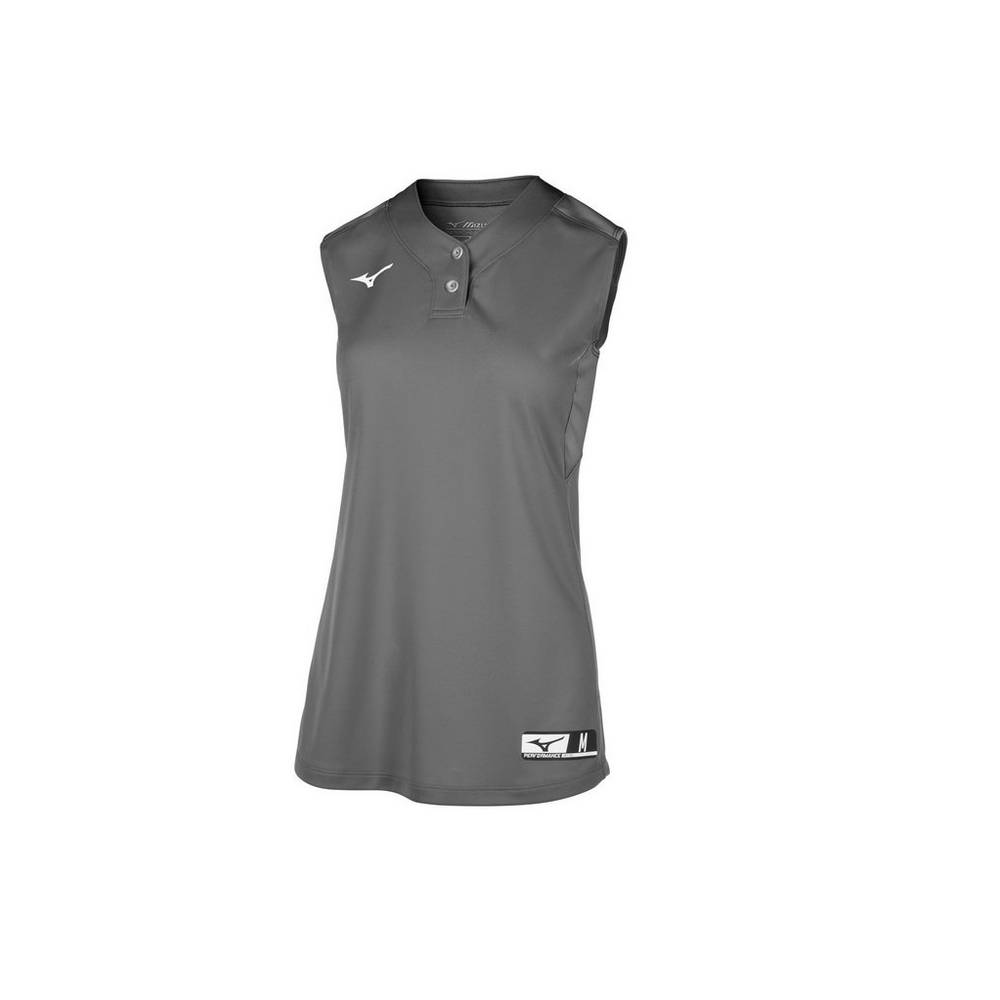 Maglia Mizuno Softball Aerolite 2-Button Sleeveless Donna - Grigie - 90875-UHJF